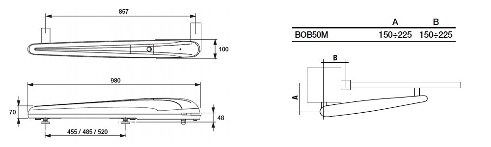 Dimensions et implantation BENINCA KBOB50M